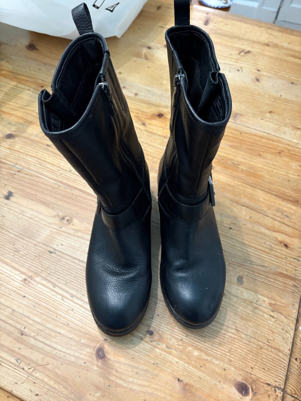 Salvia Black Womens Mid-Calf Leather Boots